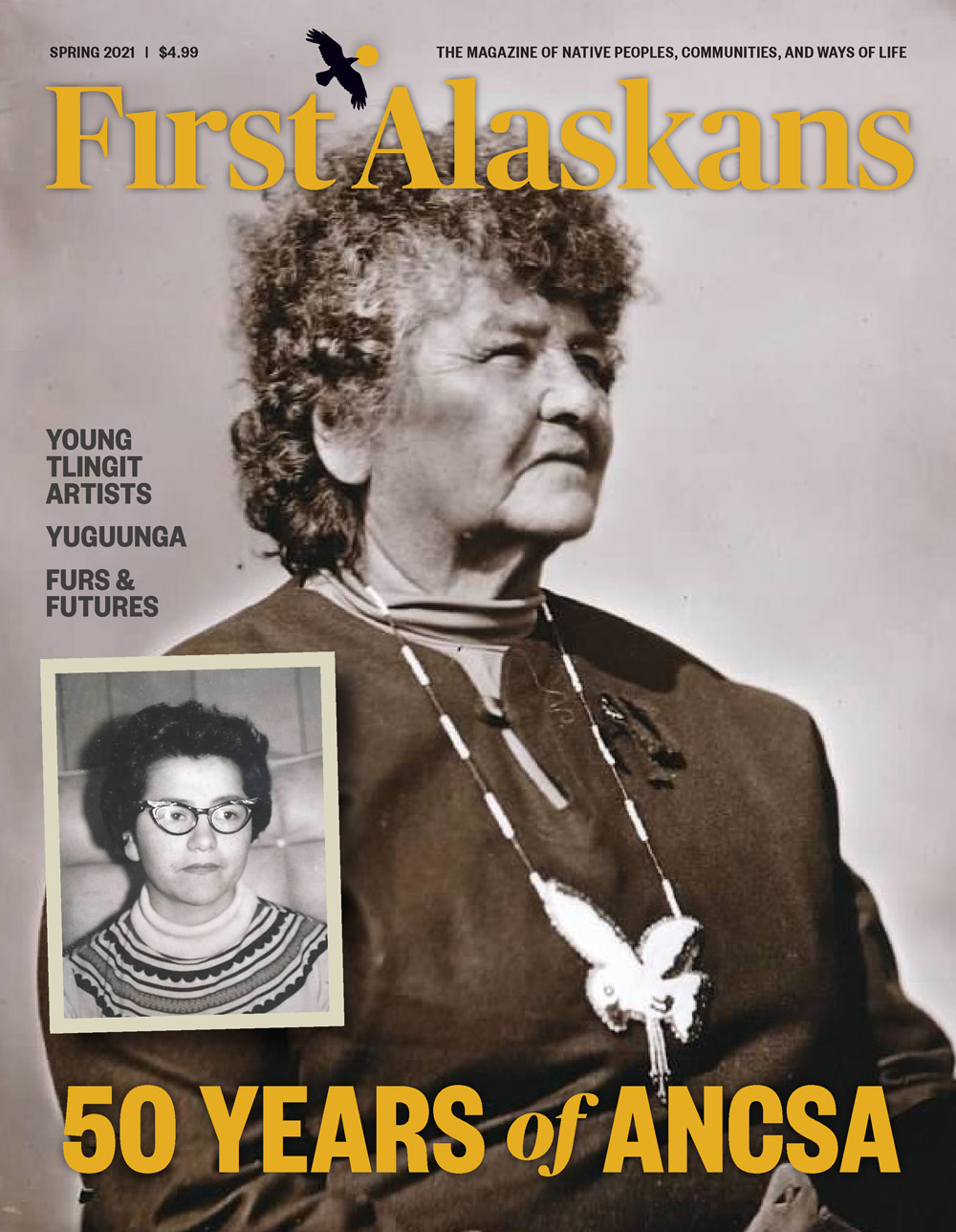 Rico Lanáat’ Worl on the cover of First Alaskans' Spring 2021 cover