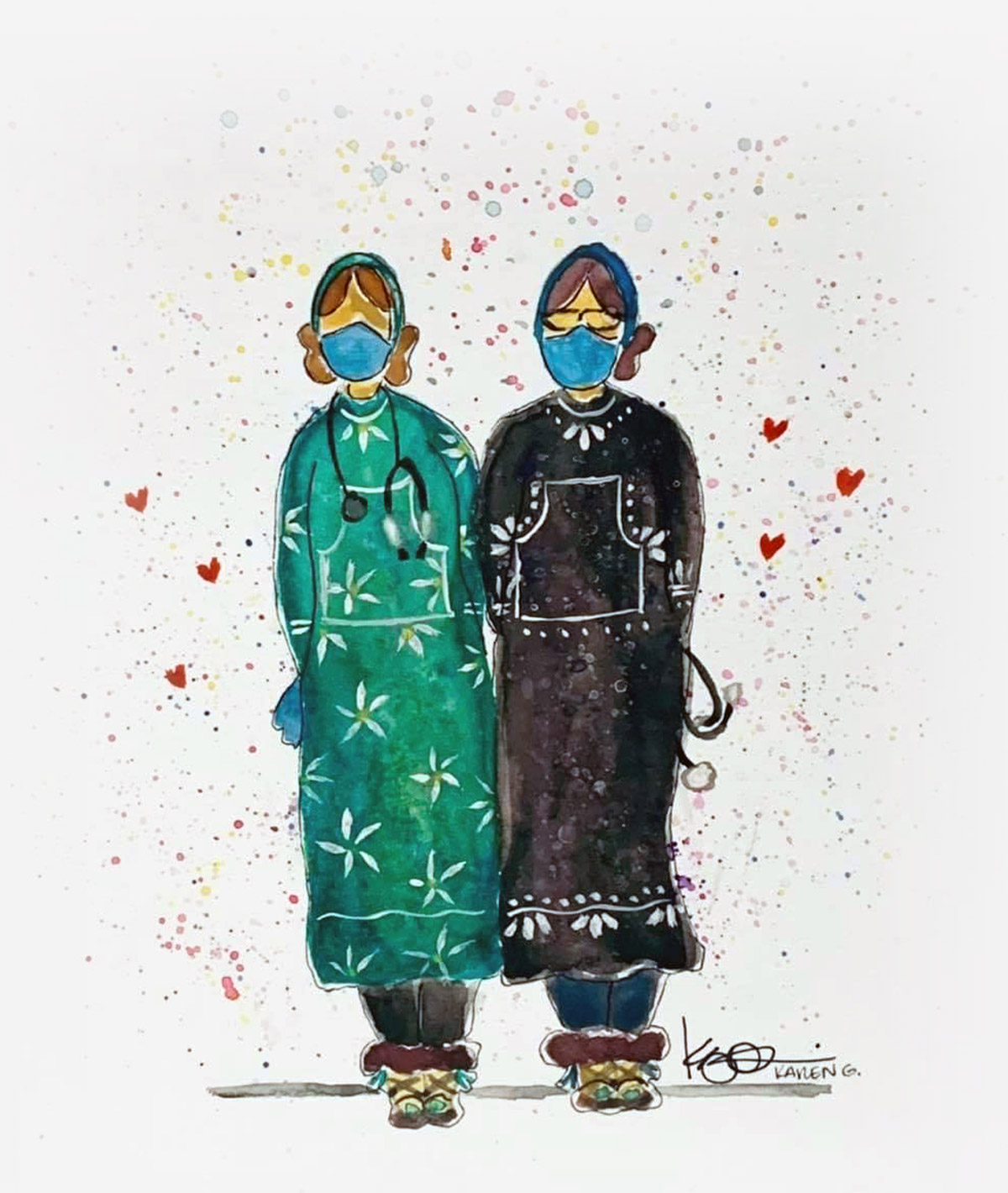 illustration of two native nurses