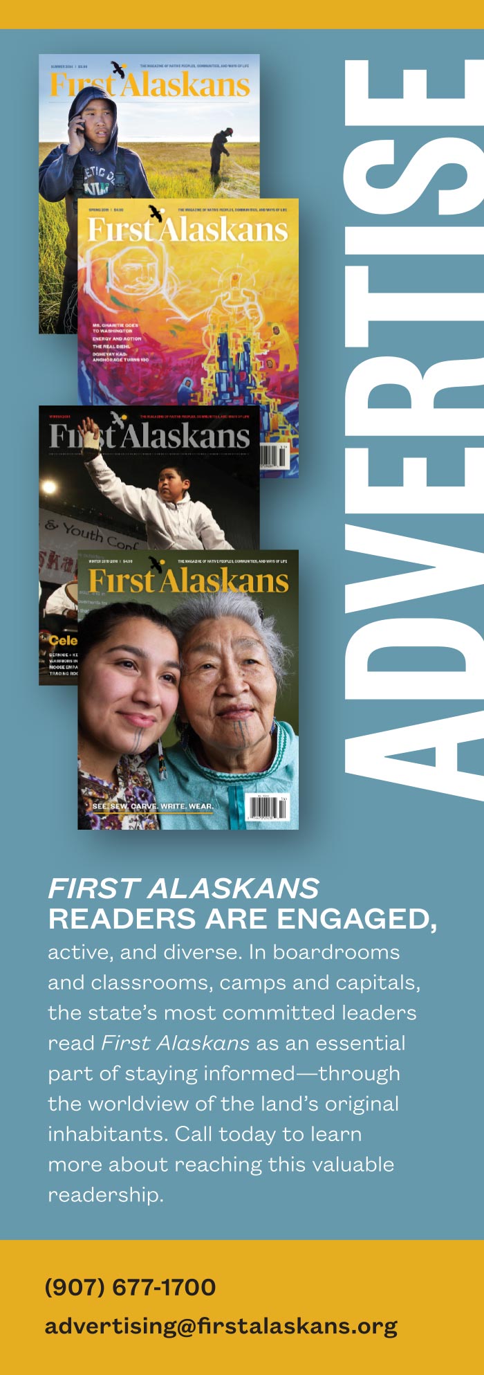 Advertise with First Alaskans magazine Advertisement