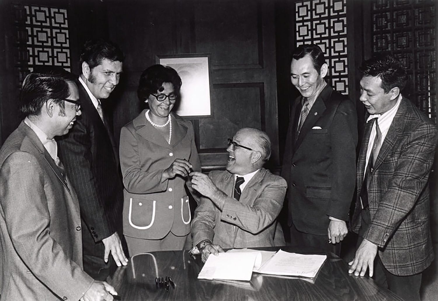 Original Sealaska regional corporation board directors signing the Sealaska articles of incorporation in 1972