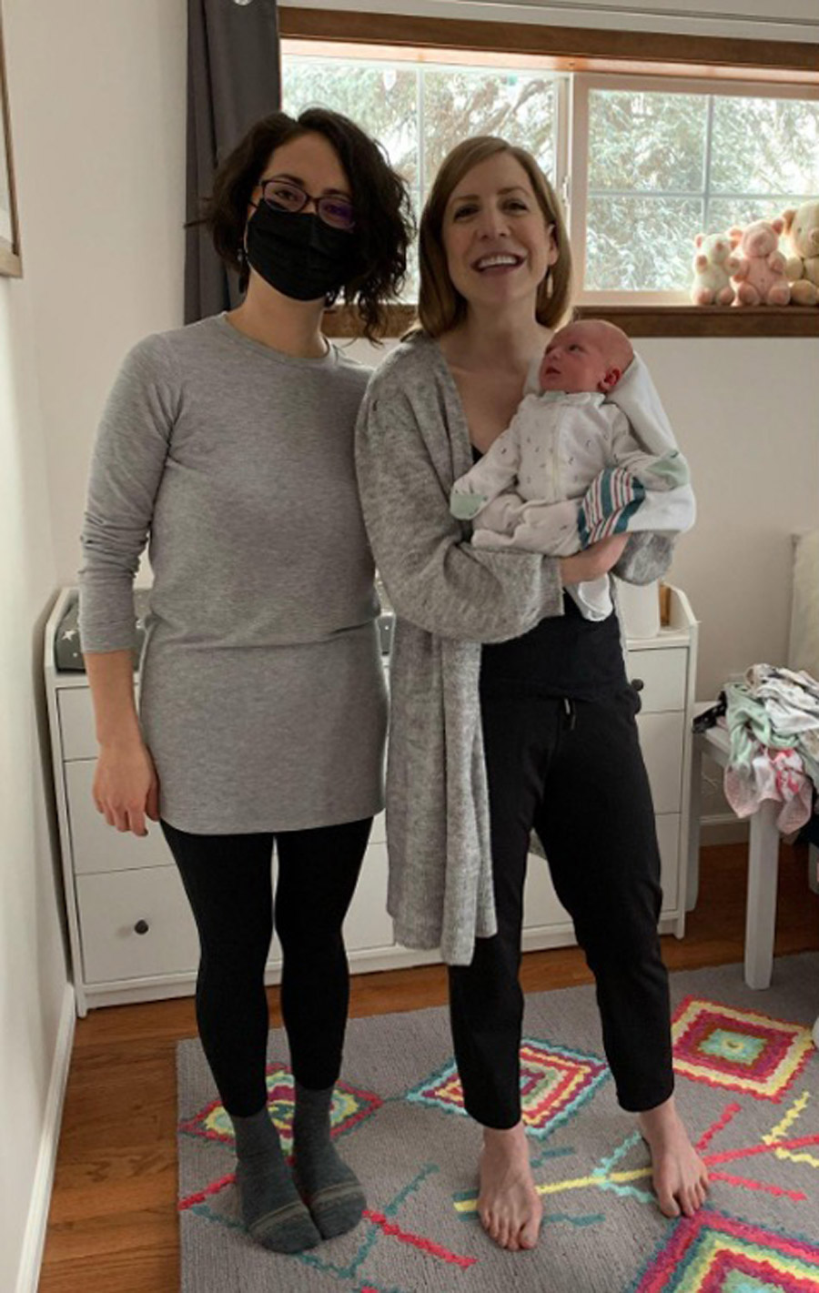 Lena with Penny and Loretta during a postpartum home visit